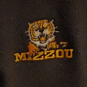 Mizzou Embroidered Black Long Sleeve Polo, Size L
